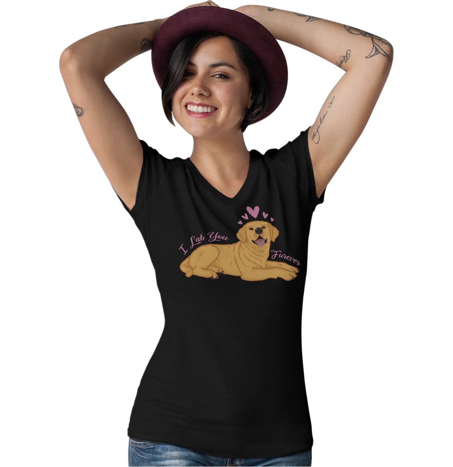 Animal Pride - Yellow Lab You Forever - Women's V-Neck T-Shirt