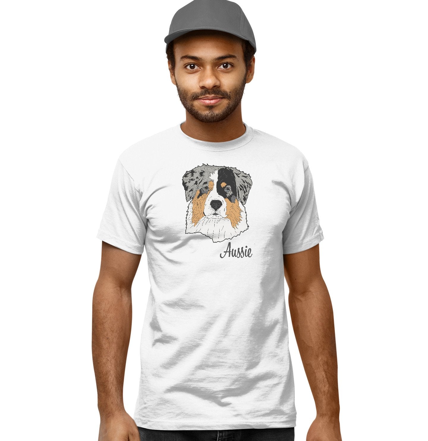 Blue Merle Aussie Headshot - Adult Unisex T-Shirt