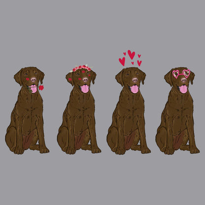 Chocolate Lab Love Line Up - Adult Unisex Long Sleeve T-Shirt