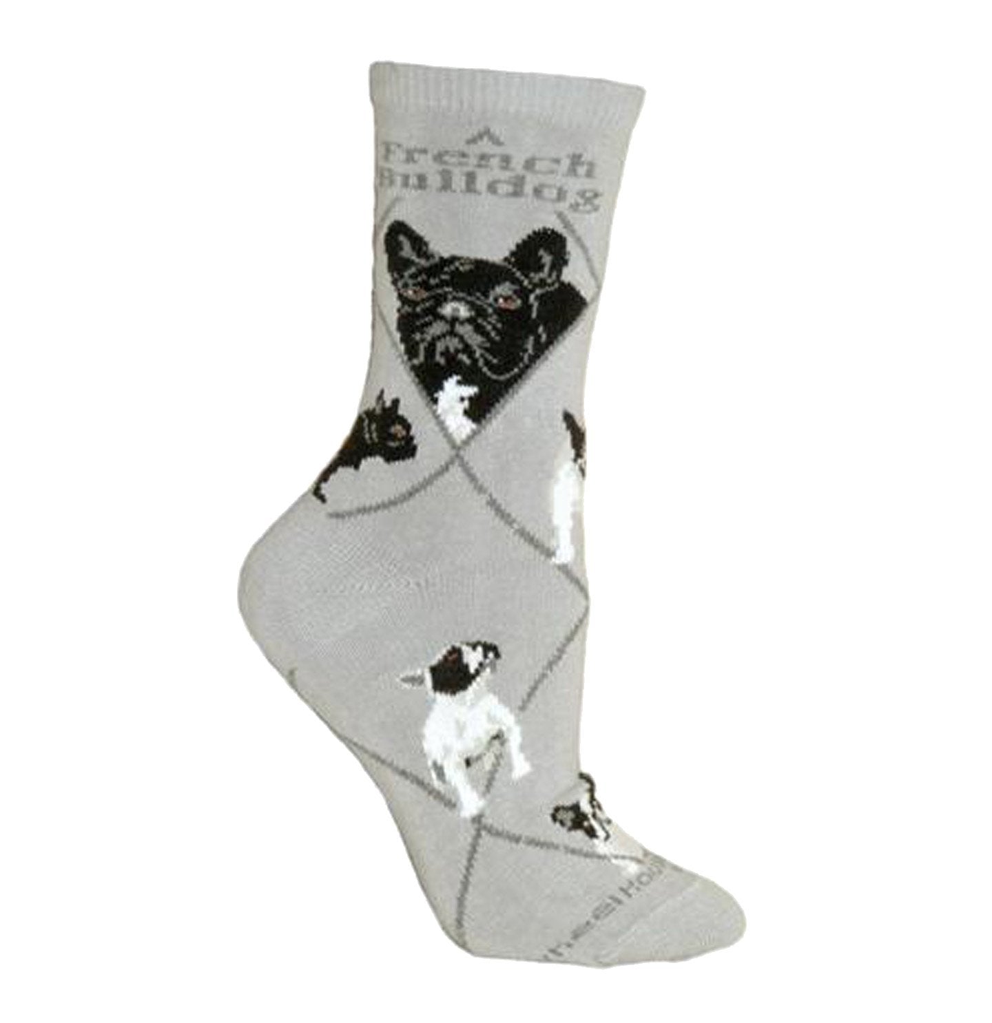 Animal Pride - French Bulldog on Grey - Adult Cotton Crew Socks