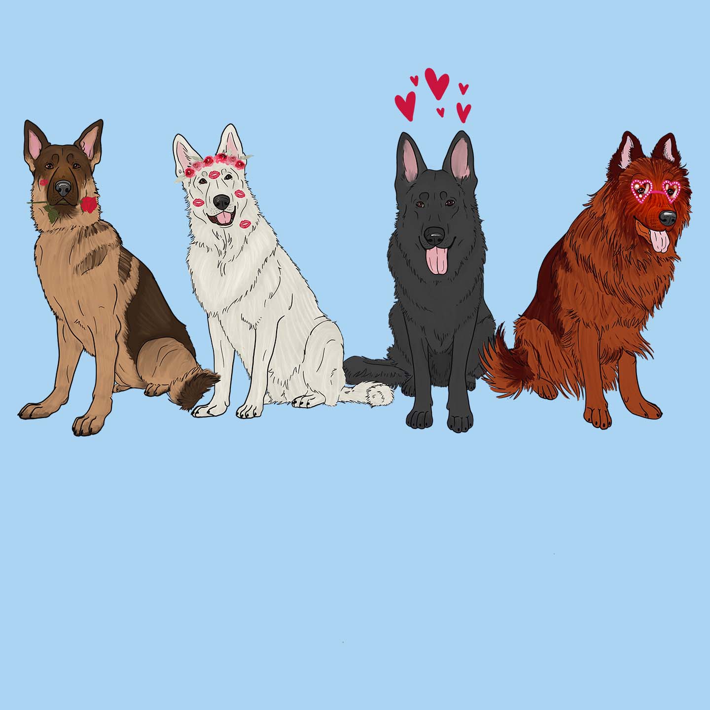 German Shepherd Love Line Up - Kids' Unisex T-Shirt