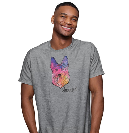 Colorful German Shepherd Headshot - Adult Unisex T-Shirt