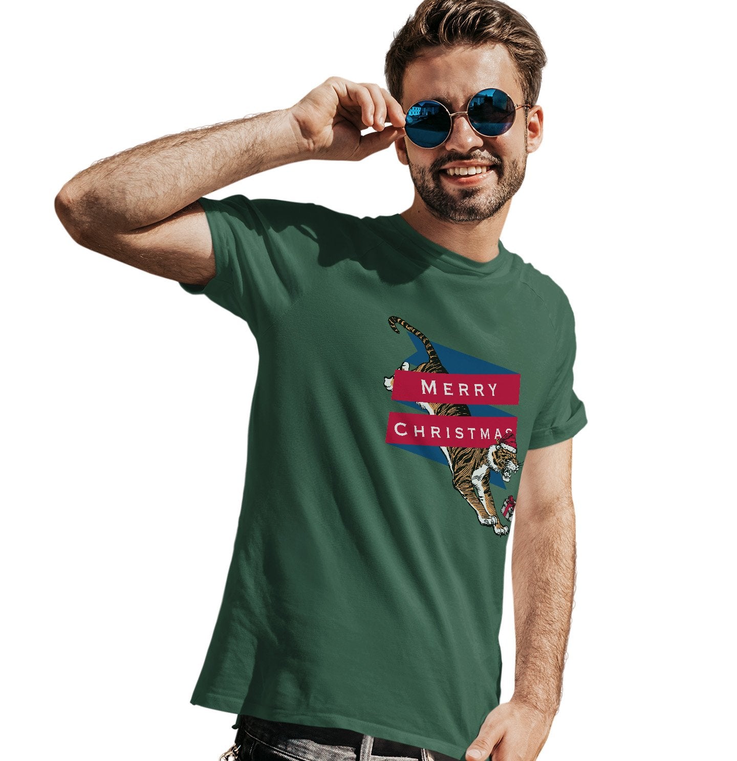Animal Pride - Merry Christmas Tiger - Adult Unisex T-Shirt