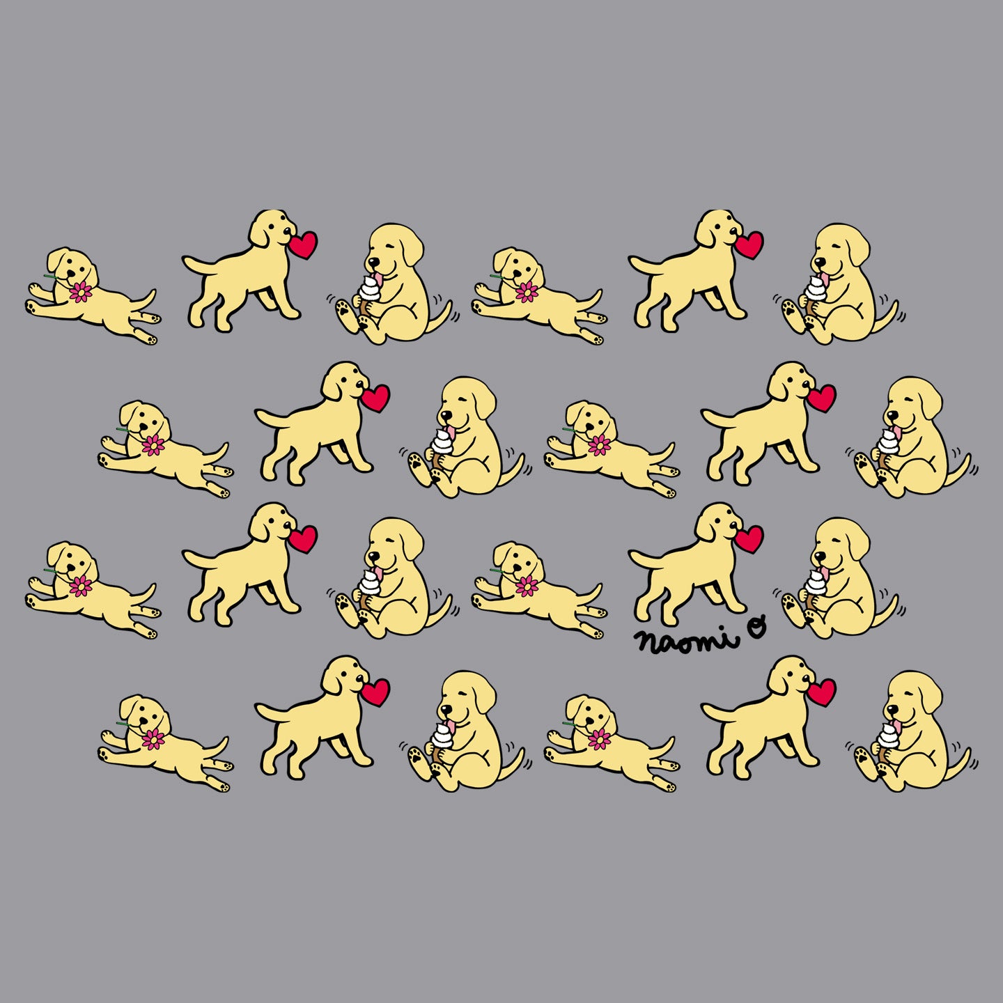 Yellow Lab Puppy Cartoon Pattern - Adult Adjustable Face Mask