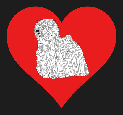 White Puli on Heart Left Chest - Women's Full-Zip Hoodie Sweatshirt