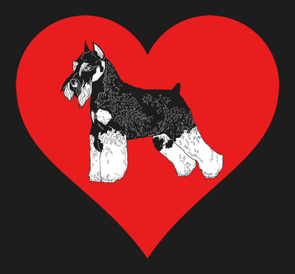 Miniature Schnauzer on Heart Left Chest - Women's Full-Zip Hoodie Sweatshirt
