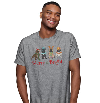 Frenchie Christmas Line Up - Adult Unisex T-Shirt