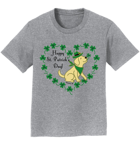 St. Patrick's Day Clover Heart Yellow Lab - Kids' Unisex T-Shirt