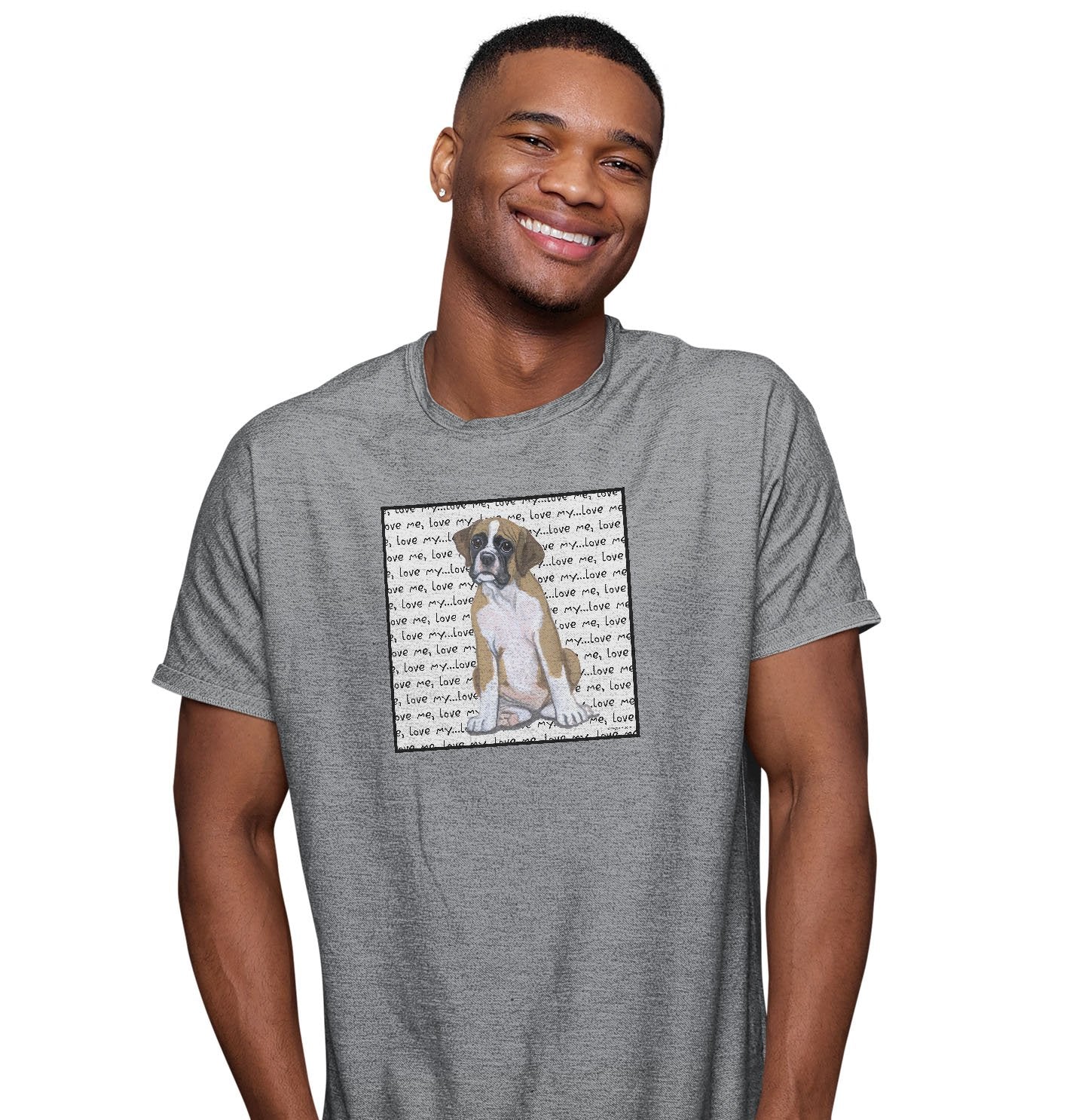 Animal Pride - Boxer Puppy Love Text - Adult Unisex T-Shirt