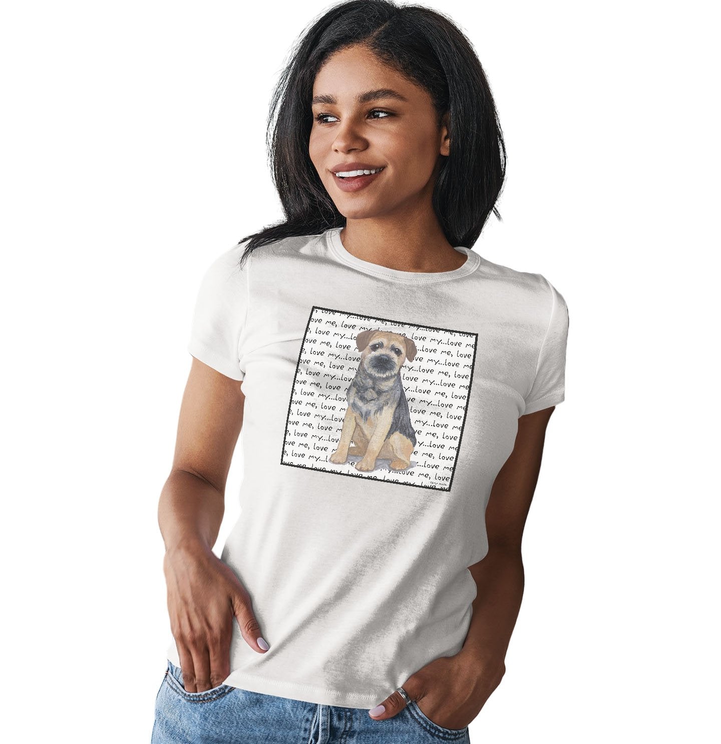 Border Terrier Love Text - Women's Fitted T-Shirt