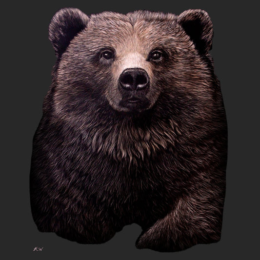 Grizzly Bear on Black - Adult Unisex Crewneck Sweatshirt