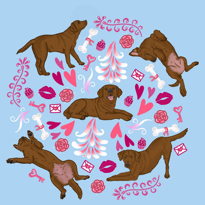 Chocolate Labrador Pink Fleur Pattern - Kids' Unisex T-Shirt