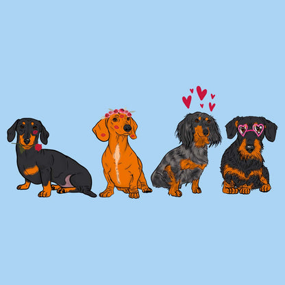 Dachshund Love Line Up - Adult Unisex T-Shirt