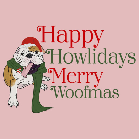 Merry Woofmas Bulldog - Women's Fitted T-Shirt