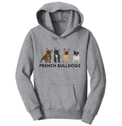 Animal Pride - French Bulldogs Lineup - Kids' Unisex Hoodie Sweatshirt