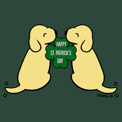 Happy St. Patrick's Day Yellow Lab Puppies - Adult Unisex T-Shirt