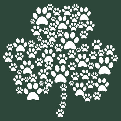 Green & White Shamrock Paw Print - Adult Unisex T-Shirt