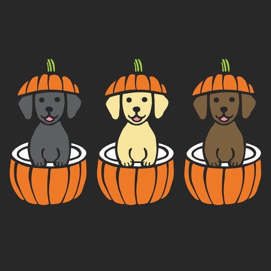 3 Pumpkin Lab Pups - Adult Unisex Long Sleeve T-Shirt