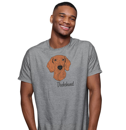 Red Dachshund Headshot - Adult Unisex T-Shirt