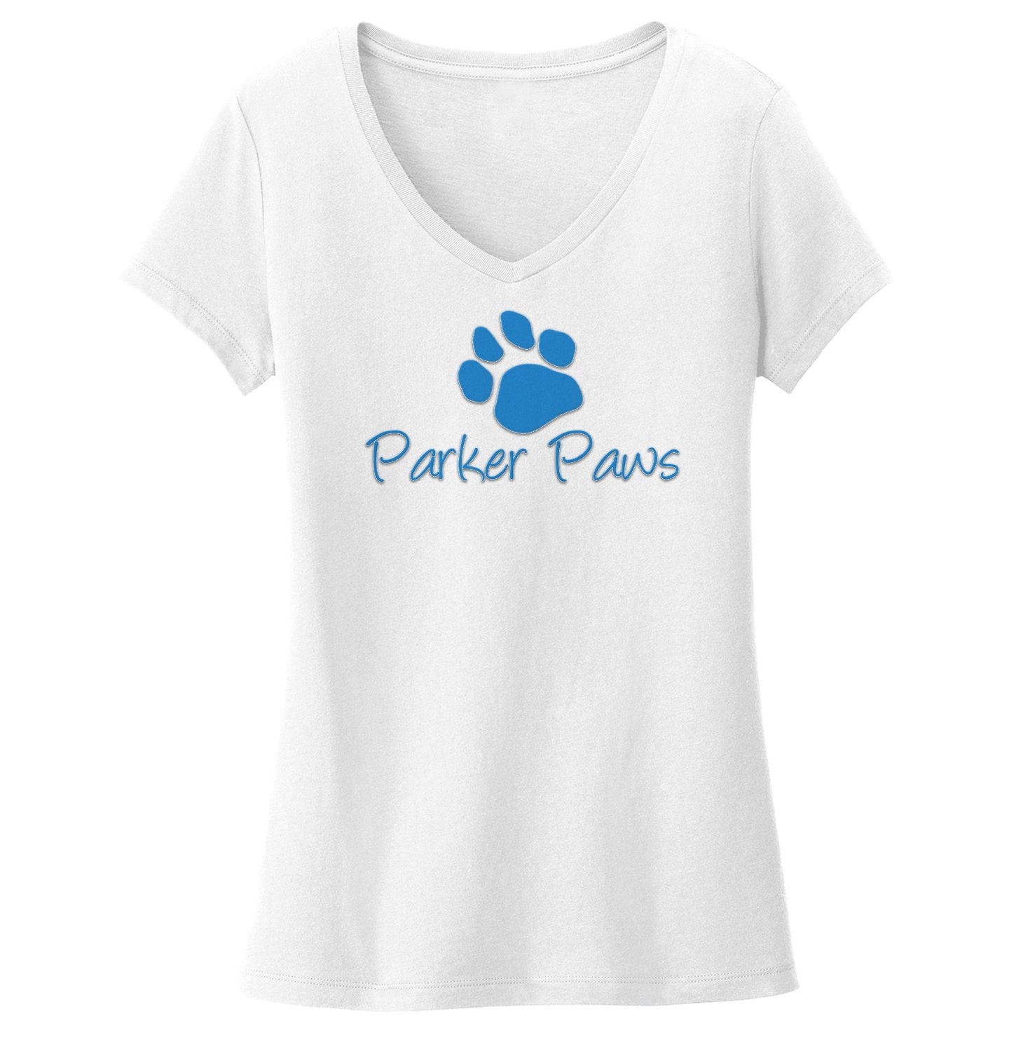 Parker Paws Blue Paw Print Logo - Women's V-Neck T-Shirt