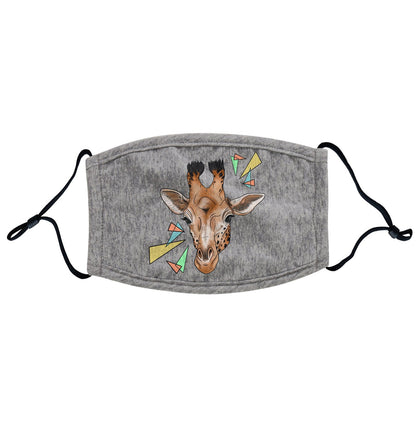 Giraffe and Color Shapes Illustration - Adult Adjustable Face Mask