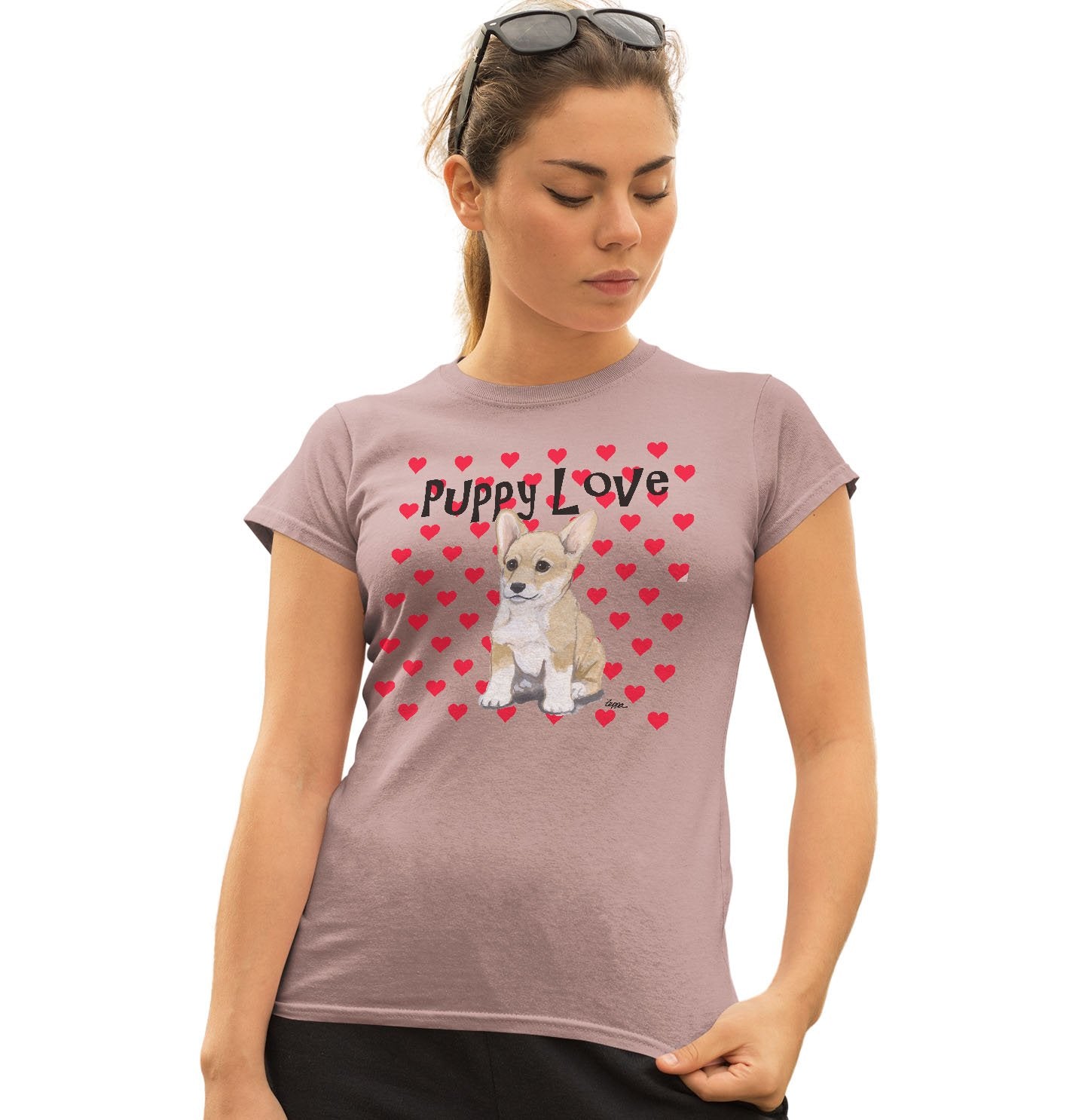 Corgi Puppy Love - Women's Fitted T-Shirt