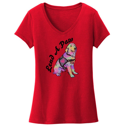 Lend a Paw Golden Retriever - Women's V-Neck T-Shirt