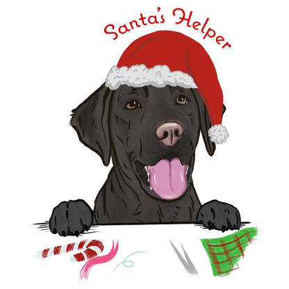 Santa Helper Black Lab - Adult Unisex Long Sleeve T-Shirt