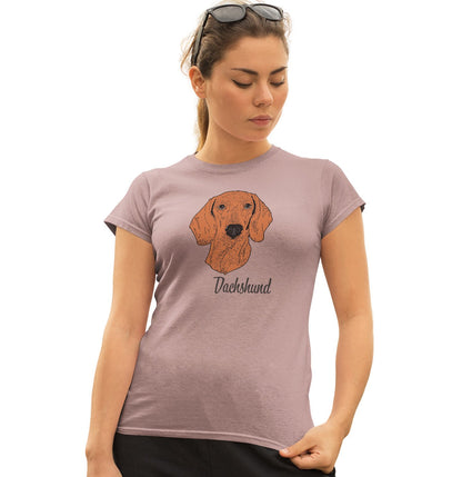 Red Dachshund Headshot - Women's Fitted T-Shirt