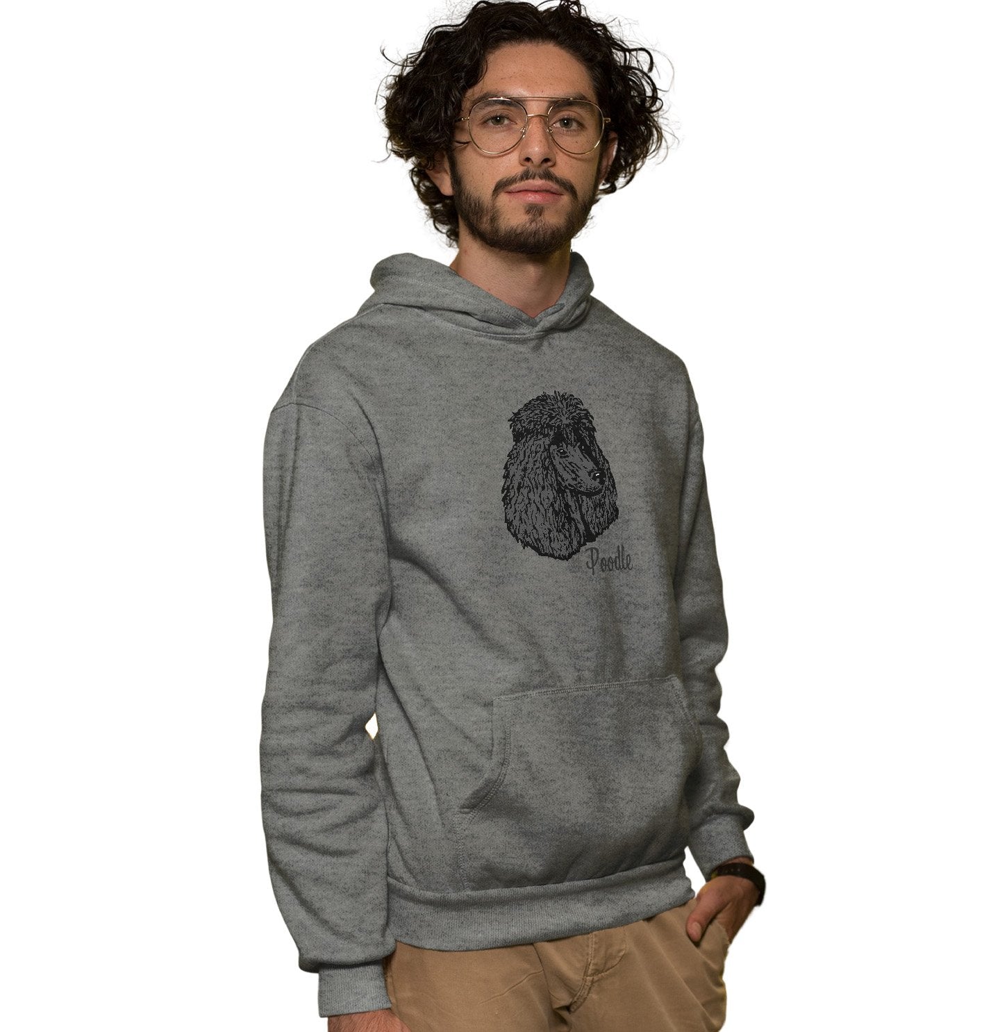 Black Poodle Headshot - Adult Unisex Hoodie Sweatshirt