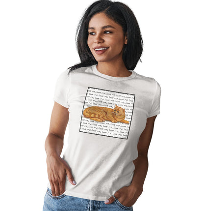 Orange Tabby Love Text - Women's Fitted T-Shirt