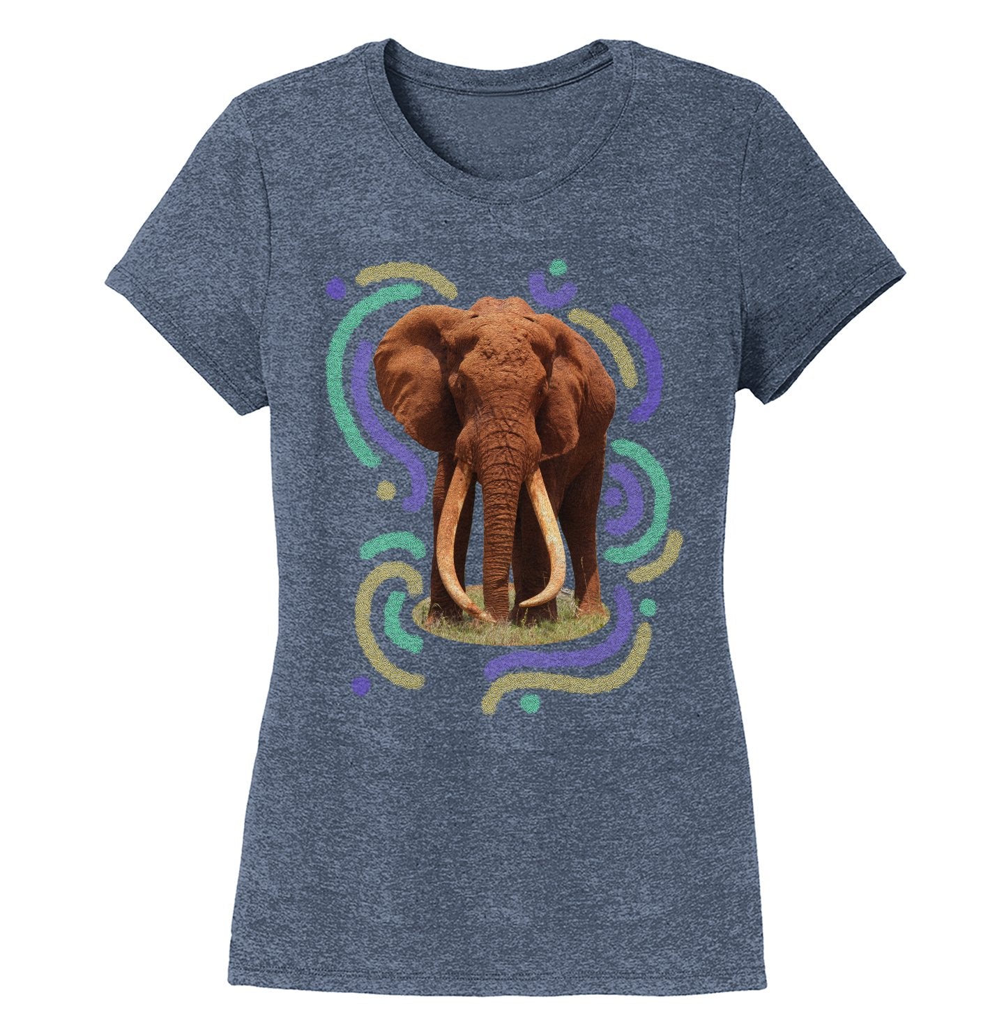 Wiggly Lines Elephant - Women's Tri-Blend T-Shirt