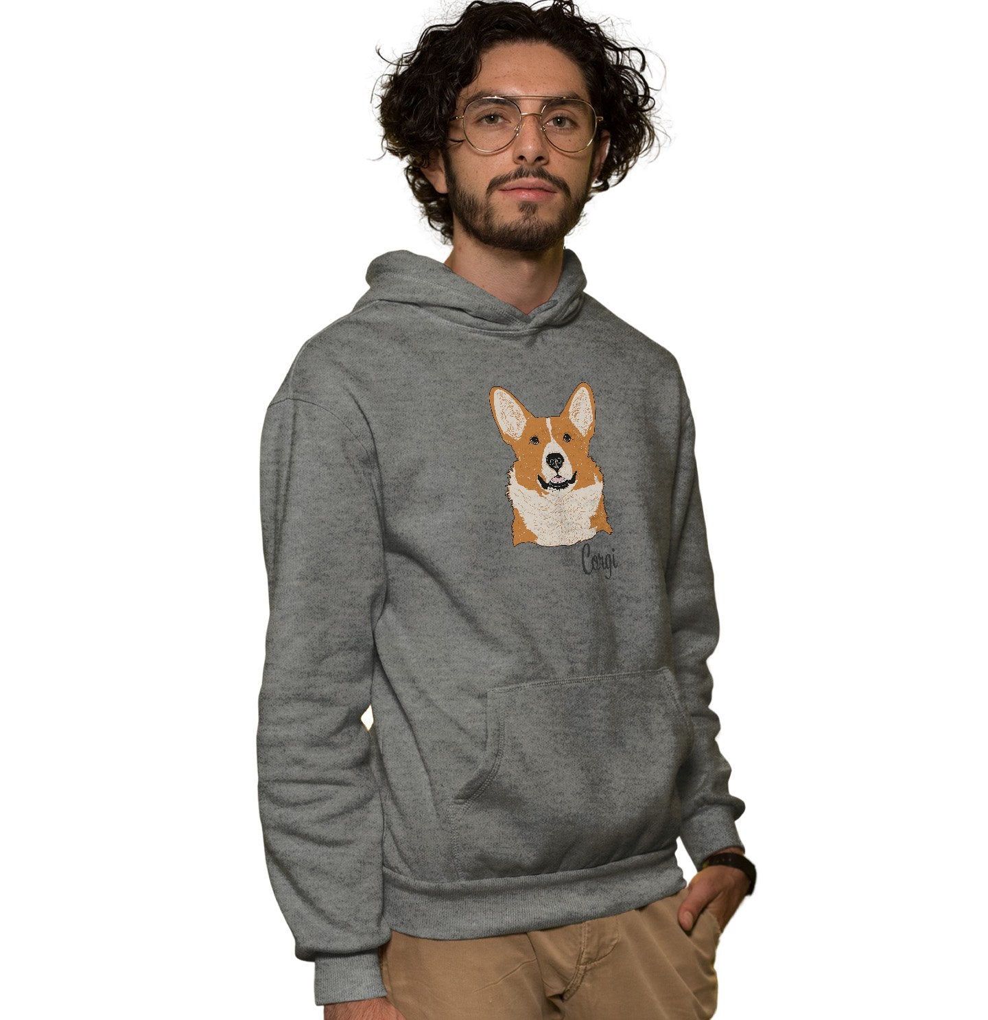 Corgi Headshot - Adult Unisex Hoodie Sweatshirt