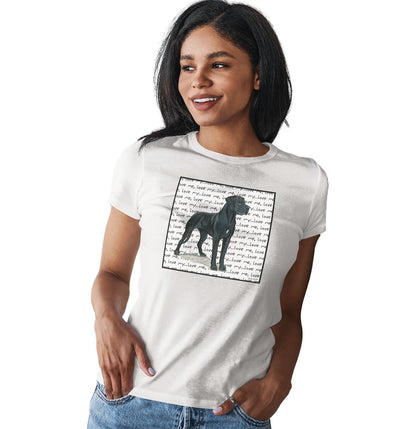 Great Dane (Natural Ears) Love Text - Women's Fitted T-Shirt