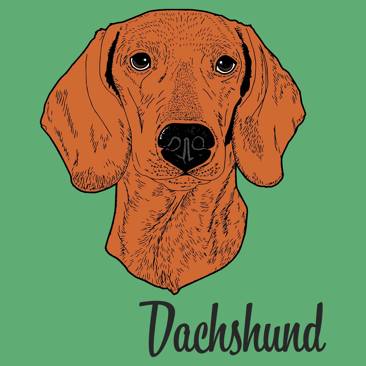 Red Dachshund Headshot - Adult Unisex T-Shirt