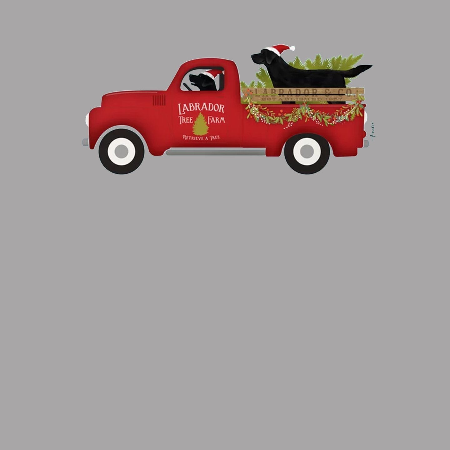 Labrador Christmas Tree Truck - Women's V-Neck T-Shirt