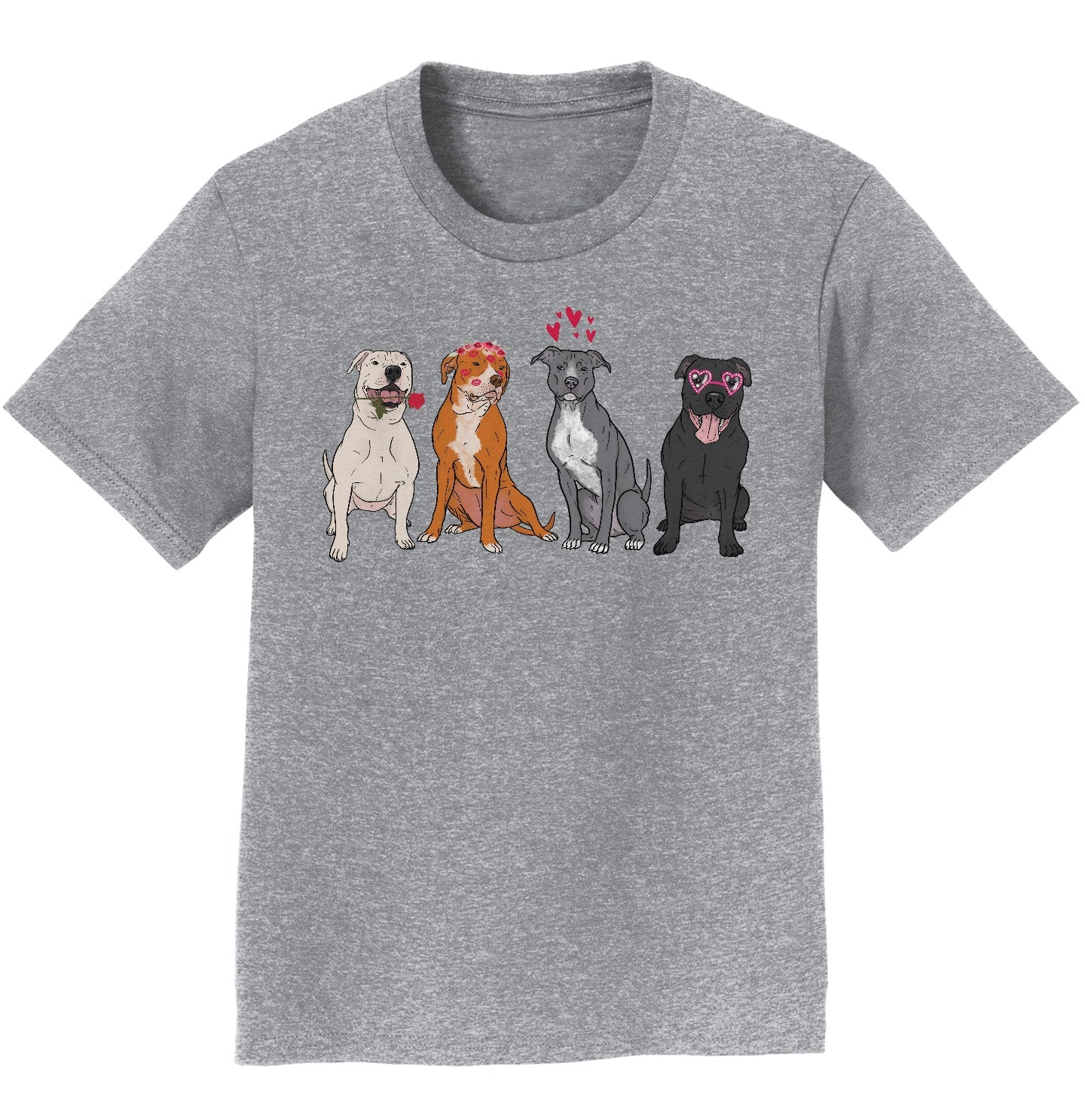 Pit Bull Love Line Up - Kids' Unisex T-Shirt