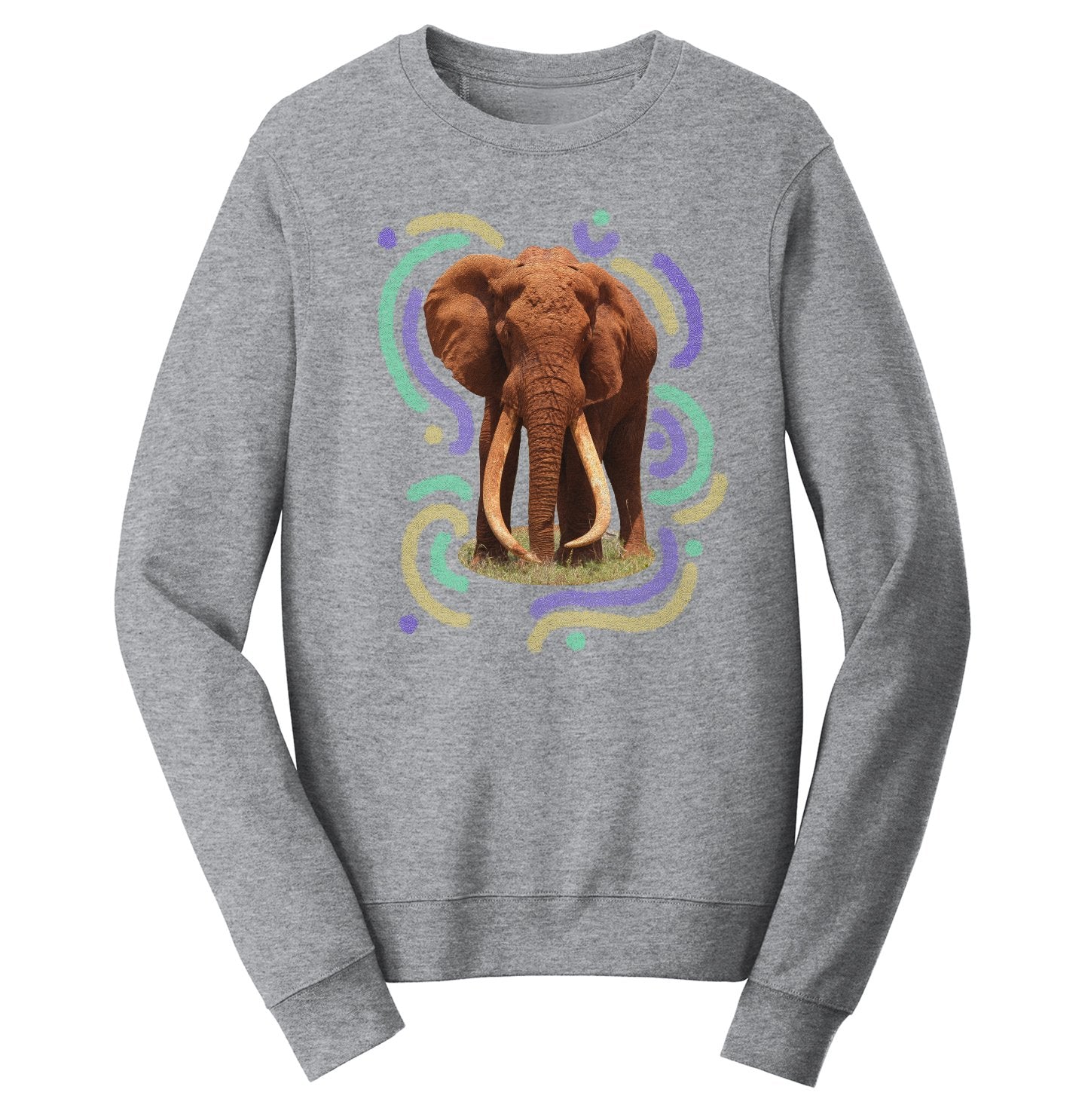 Wiggly Lines Elephant - Adult Unisex Crewneck Sweatshirt