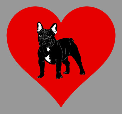 French Bulldog on Heart Left Chest - Women's Full-Zip Hoodie Sweatshirt