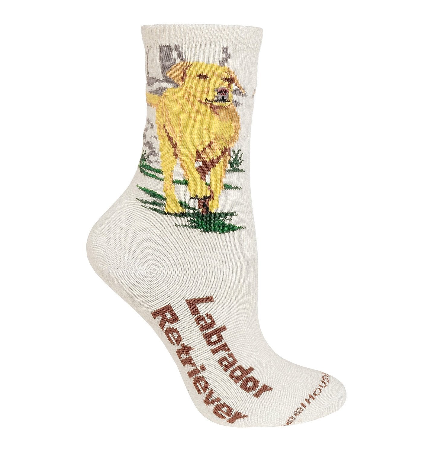 Animal Pride - Yellow Lab Retriever on Natural - Adult Cotton Crew Socks