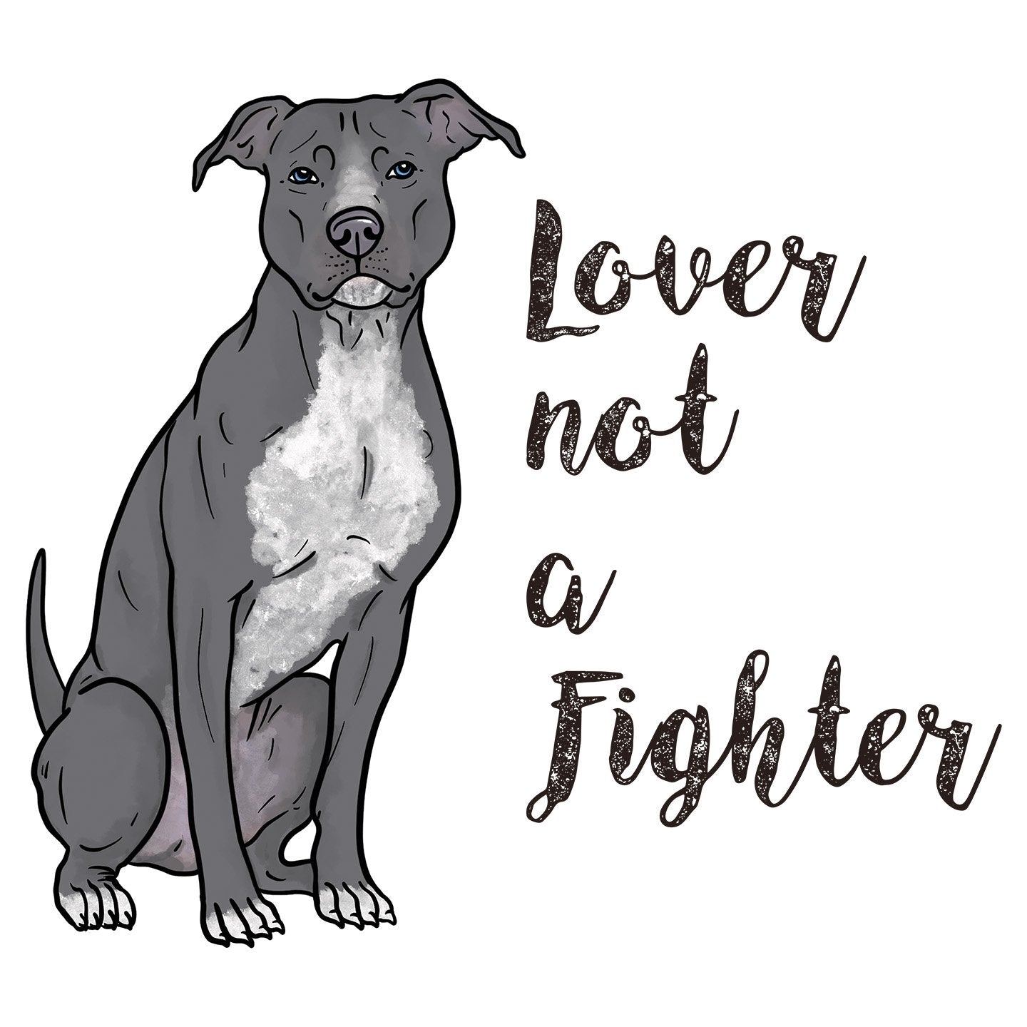 Grey Pit Bull Lover Not Fighter - Adult Unisex Long Sleeve T-Shirt