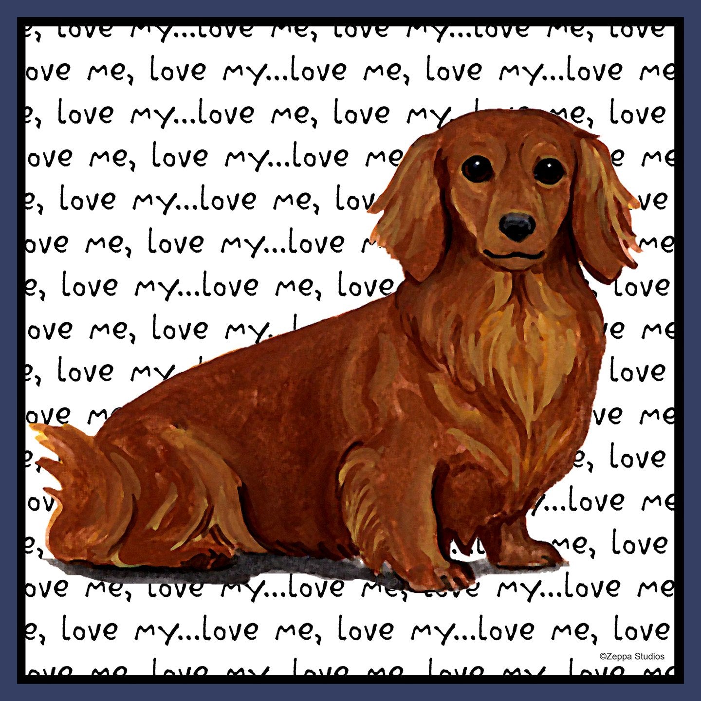 Long Haired Dachshund Love Text - Adult Unisex Hoodie Sweatshirt