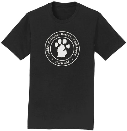 Golden Retriever Rescue of Michigan White Full Front Logo - Adult Unisex T-Shirt