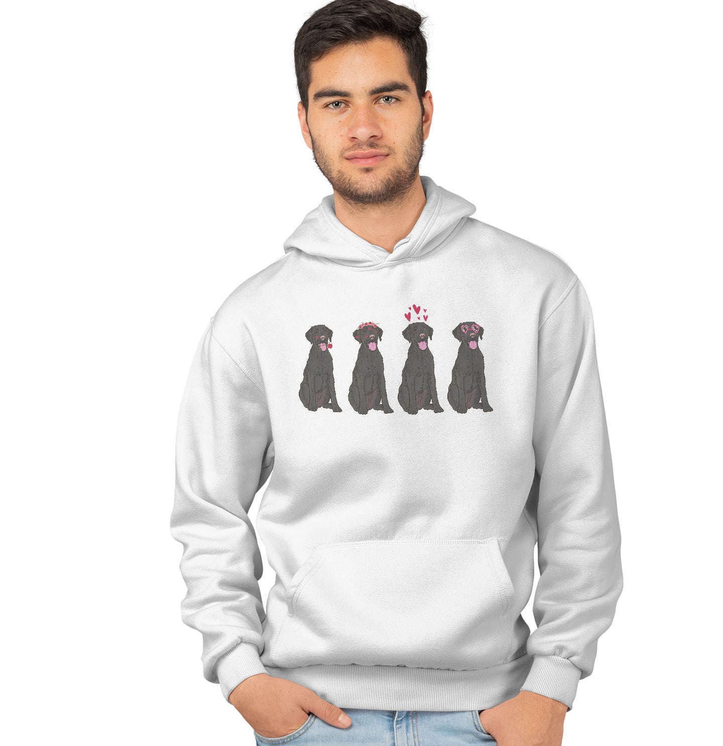 Animal Pride - Black Lab Love Line Up - Adult Unisex Hoodie Sweatshirt