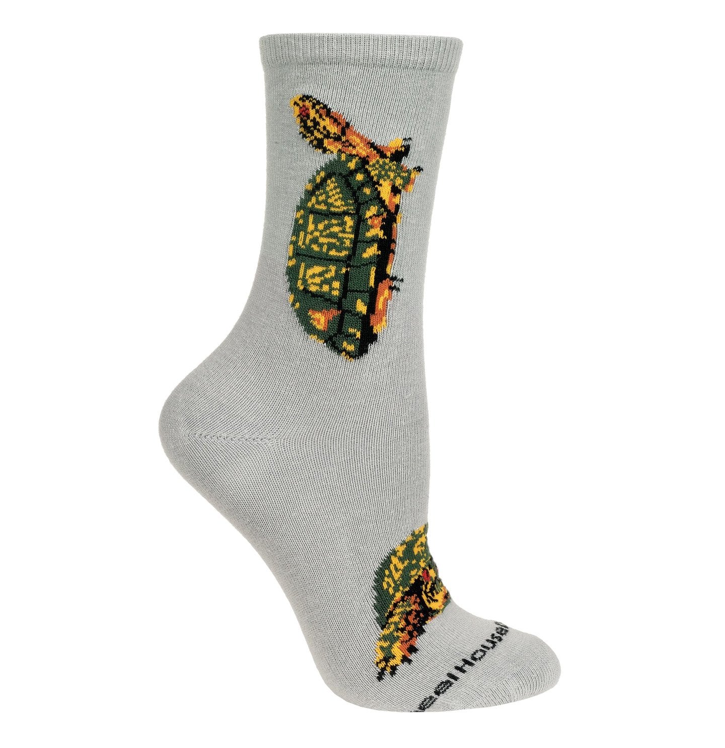 Animal Pride - Box Turtle on Grey - Adult Cotton Crew Socks