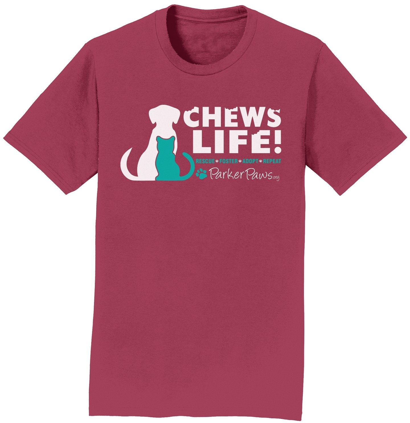 Parker Paws Logo Chews Life - Adult Unisex T-Shirt