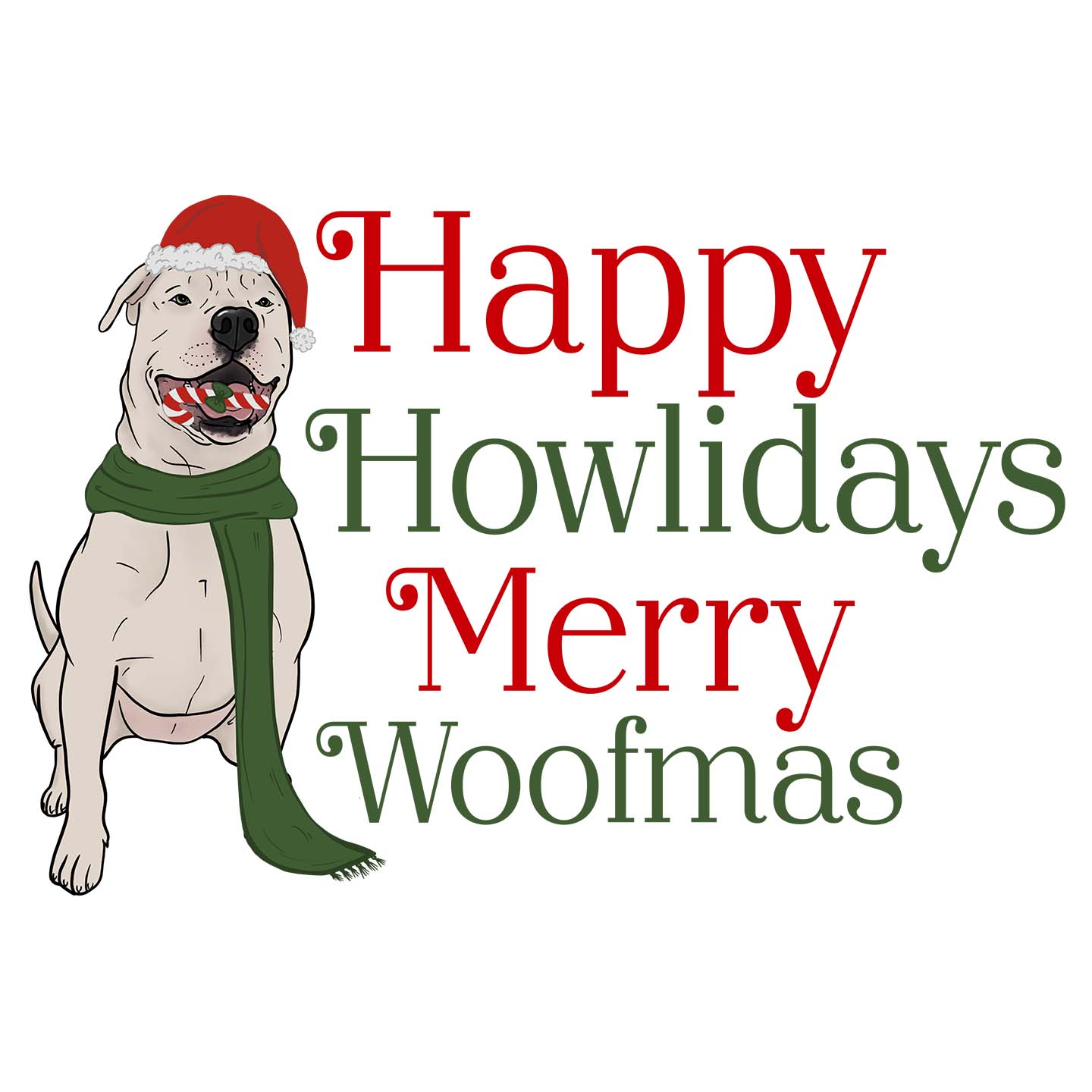 Merry Woofmas Pit Bull - Adult Unisex Long Sleeve T-Shirt