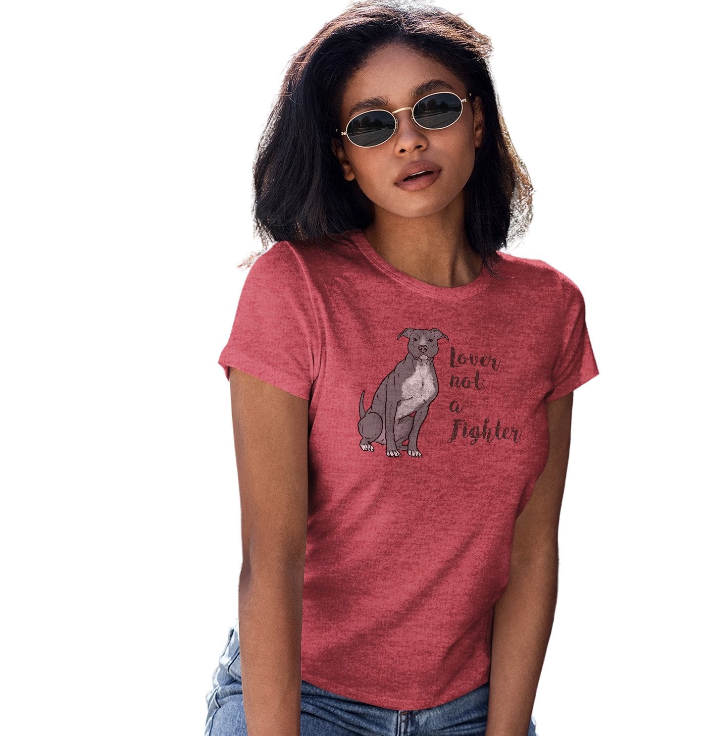 Grey Pit Bull Lover Not Fighter - Women's Tri-Blend T-Shirt