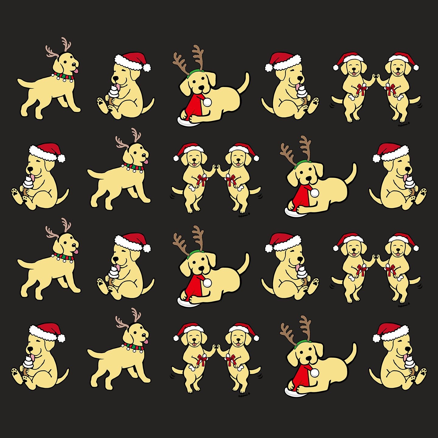 Christmas Yellow Lab Puppy Pattern - Adult Adjustable Face Mask