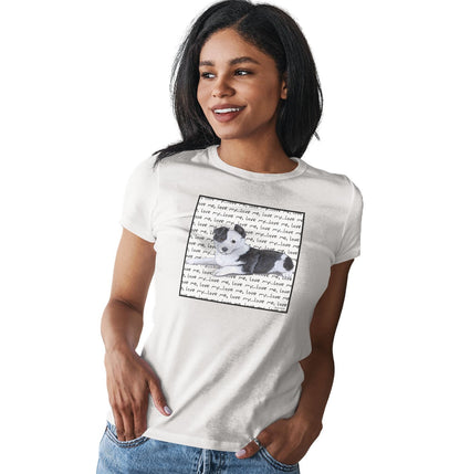 Border Collie Puppy Love Text - Women's Fitted T-Shirt